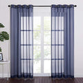 Sheer Curtains for Living (Dark Blue / 54"W x 84"L (Pack of 2))