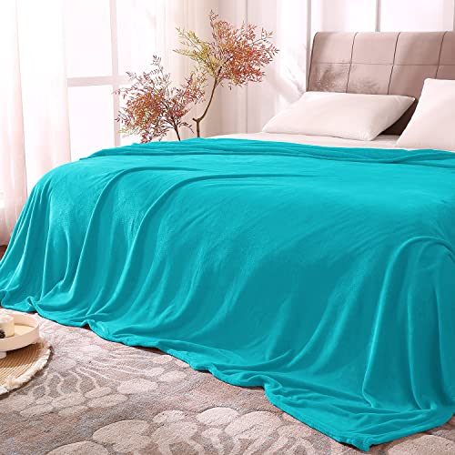 Fleece Blanket Soft Plush Queen Size Bed Blanket Peacock 90"x90" (Teal / Queen(90"x90"))