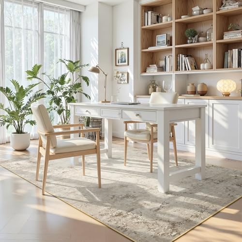 4x6 Washable Non Slip Abstract Area Rugs for Bedroom Living Room (Beige / 4' x 6' (Rectangular))