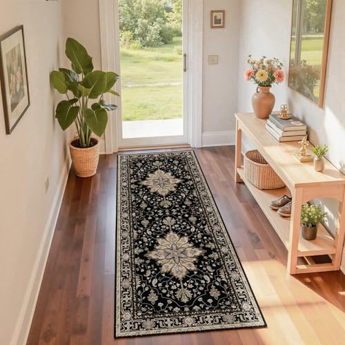 Washable Area Rug (Black/Neutral / 2' x 6' (Rectangular))