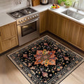 Washable Area Rug (Black/Colorful / 4' x 4' (Square))