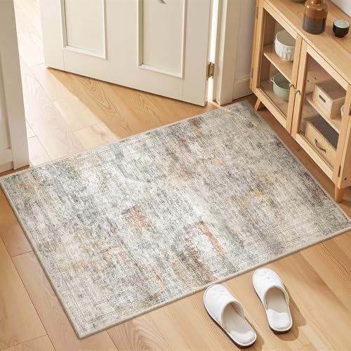 2x3 Rug Non Slip (Grey/Rust / 2' x 3' (Rectangular))