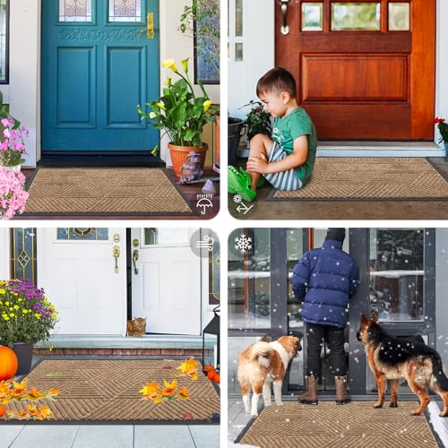 Front Door Mat Outside Entrance (Light Brown / 29.5" X 17")