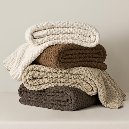 HOME Chunky Chenille Knit Throw Blanket (Camel Brown / 60" X 80")