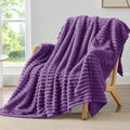 Ribbed Purple Throw Blanket for Couch (Purple / Throw(50"x60"))