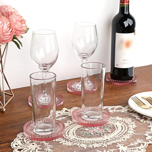 Modern Clear Coaster Set of 5 (Clear Pink)