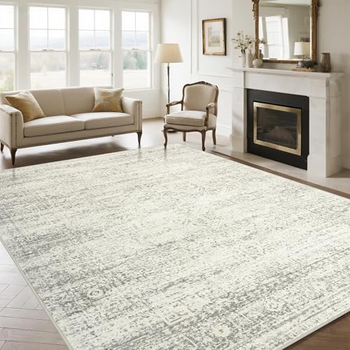 Washable Rugs 9x12 Area Rug for Living Room (9' x 12' (Rectangular) / Beige-green-grey)
