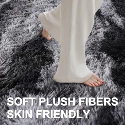 6x9 Ft Large Shag Rugs for Living Room Decor (Bb Black 4sm02 / 6' X 9' (Rectangular))