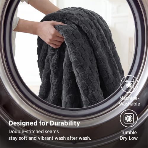 Checkered Soft Cozy Twin Blanket for Bed (Dark Grey / Twin (60" X 80"))