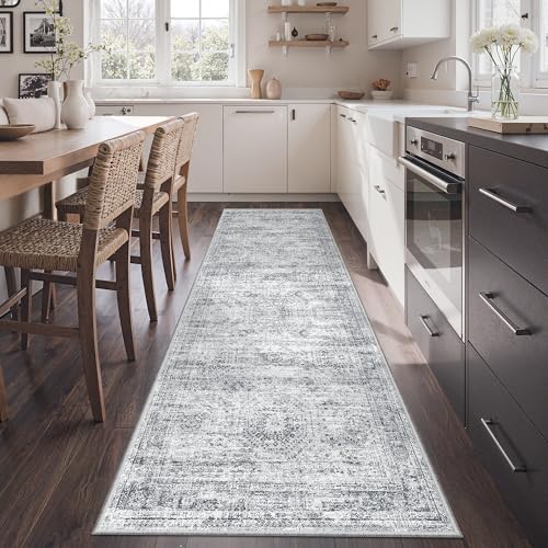 2'6 x 8' Runner Rug Non Slip (Grey/Ivory / 2'6" x 8' (Runner))