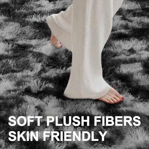 6x9 Ft Large Shag Rugs for Living Room Decor (DC Black 4sm11 / 6' X 9' (Rectangular))