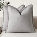 Decorative Linen Fringe Throw Pillow Covers 22×22 Light Gray (22" x 22" (Pack of 2) / Quiet Gray)