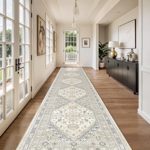 Washable Runner Rug 2.5x16 (Beige / 2'6" x 16' (Runner))