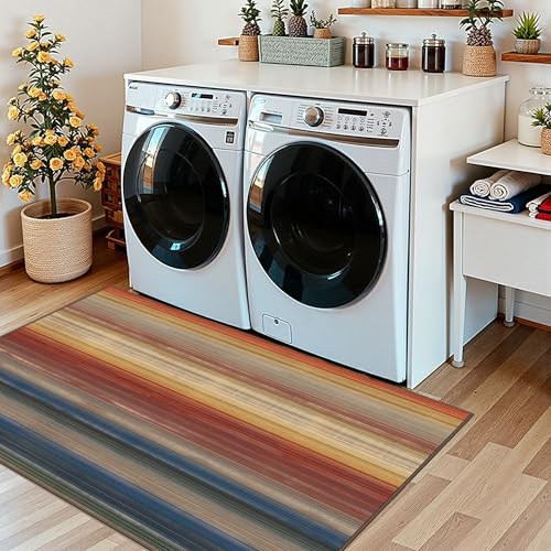3x5 Ombre Entry Rug (Sunset Ombre - Rust/Blue / 3' x 5' (Rectangular))