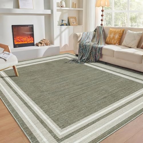 Soft Area Rugs 5x7 (5' x 7' (Rectangular) / Border Brown)