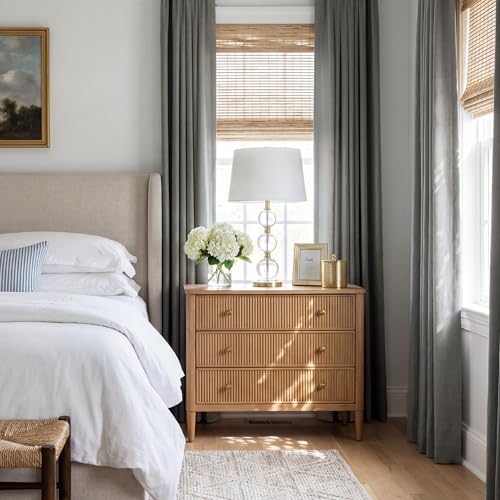 Grey 100% Blackout Linen Curtains 78 Inch Long for Bedroom (Grey / 52"W x 78"L (Pack of 2))