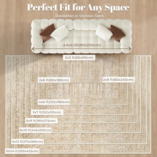 6x9 Area Rugs for Living Room (Light Brown / 6' x 9' (Rectangular))