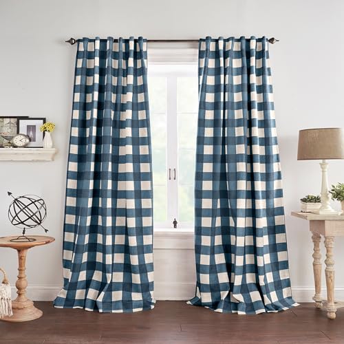 Grainger Buffalo Check Blackout Window Curtain (Indigo / 52"W x 84"L (Pack of 1))