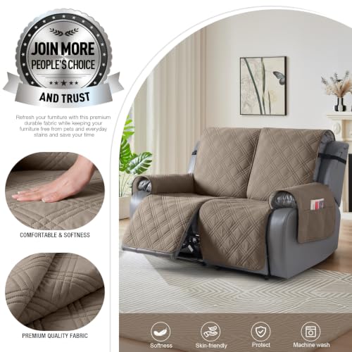 100% Waterproof Loveseat Recliner Covers 2 Seater (Gray Taupe / 2 Seater Standard)