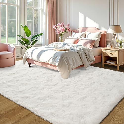 Area Rugs Fluffy Living Room Carpets for Kids Bedroom 4x5.3 (Cream / 4' x 5.3' (Rectangular))