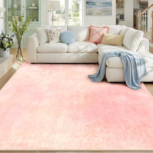 Washable 8'x10' Abstract Area Rug for Living Room Light Pink (Light Pink / 8' x 10' (Rectangular))