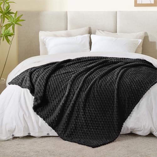 Black Queen Blanket for Bed (Black-1 / Queen(90"x90"))