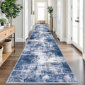 Abstract Runner Rug 3x18 Ft Washable Runners for Hallways (Navy/Grey/White / 3' x 18' (Rectangular))