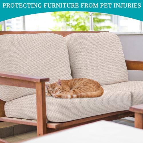 12 Pcs Outdoor Cushion Covers (Jacquard Twill Beige / 12PCS)
