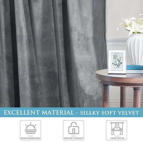 Light Grey Privacy Curtains Soft Velvet Drapes 90 inches (Neutral Series - Light Grey / 52"W x 90"L (Pack of 2))