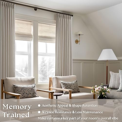 Burlywood Birch Pinch Pleated Thick Linen Curtains 112 Inches Long (Burlywood Birch / 40"W x 112"L (Pack of 2))
