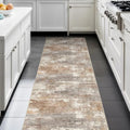 2x6 Runner Rug Washable Abstract (Brown/Brick / 2' x 6')