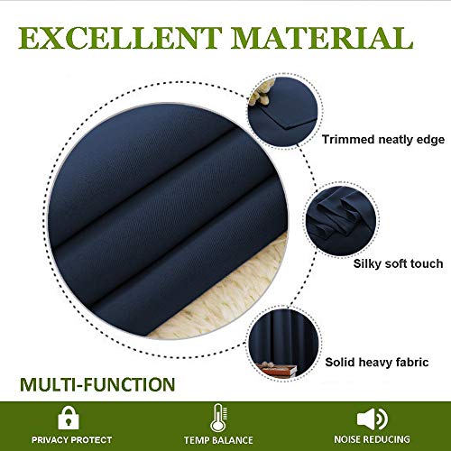 Navy Blackout Curtains for Kid's Room 34" Wide x 72" Long 2 Panels (Navy / 34"W x 72"L (Pack of 2))