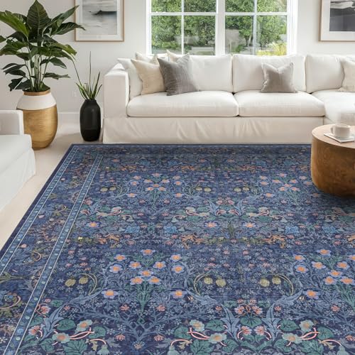 Vintage Dark Blue Living Room Rug (Dark Blue / 7' x 10' (Rectangular))