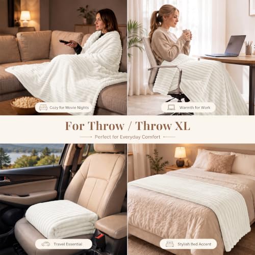 Off White Throw Blanket for Couch (Off White / Throw (50" x 60"))