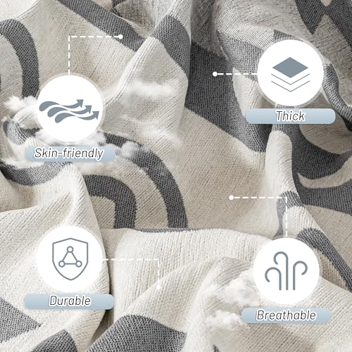 Boho Couch Cover for Dogs Washable Grey Rhombic Couch Sofa Protector for Loveseat Sofa with Pets Friendly Chenille Geometric Sofa Covers Soft Durable Farmhouse Sofa Slipcovers (71" x 102" / 2# Bohemia Light Grey)
