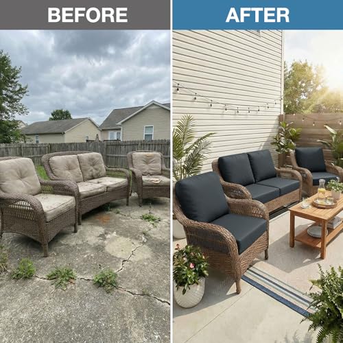 4Pcs Patio Cushion Covers (Dark Gray / 4PCS)