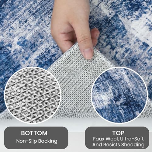Abstract Runner Rug 2x5 Ft Washable Runners for Hallways (Navy/Grey/White / 2' x 5' (Rectangular))