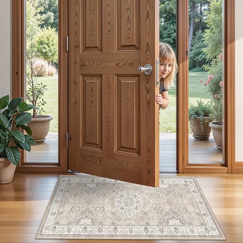 Washable 2x4 Entryway Area Rugs (2x4 / Beige)