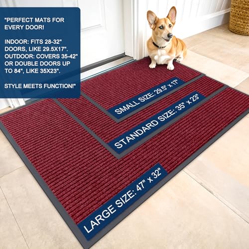 2 Pack Front Door Mats 59x23 (Wine Red / 59" x 23")