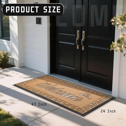 Welcome Mat Heavy Duty Sturdy Door Mats for Home Entrance Outdoor Indoor (Yellow / 47x24 Inch)