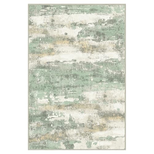 1'5''x2'5'' Green Abstract Area Rug (Light Green/Cream / 1'5" x 2'5" (Rectangular))