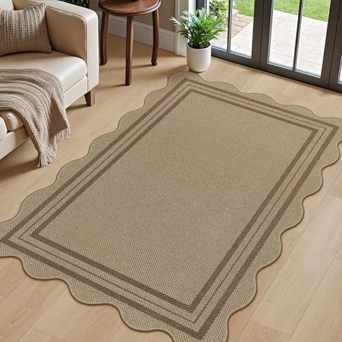 Modern Easy Jute 3x5 Outdoor Patio Rug (3'x5' (Rectangular) / Brown Geometric)