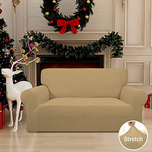 Stretch Loveseat Couch Covers Washable Golden (Medium Loveseat / Golden)