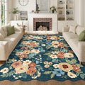 6x9 Area Rugs Floral Washable Living Room Rug Non Slip Prussian Blue (Prussian Blue (Big) / 6' x 9' (Rectangular))
