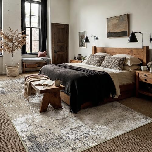 Brown Area Rug 5x7 Modern Abstract (Abstract Brown / 5' x 7' (Rectangular))