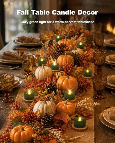 12 Pack Green Flameless Battery Tea Light Candles (Green / Pack of 24)