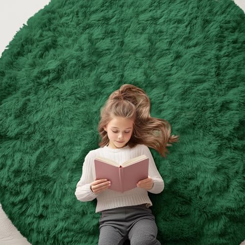 Dark Green Round Rugs for Bedroom (6 Ft Round / Dark Green)