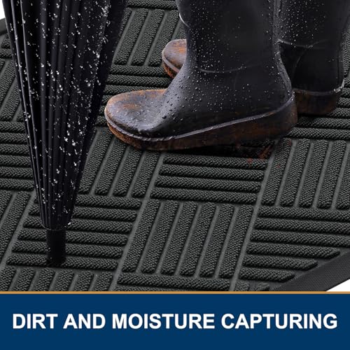 Front Door Mat Outside Entrance (Black / 59" X 23")