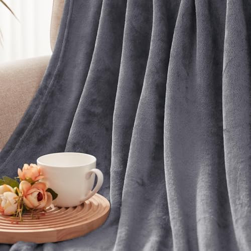 Soft Fleece Blanket Twin Size for Bed (Dark Grey / Twin XL (66" x 90"))