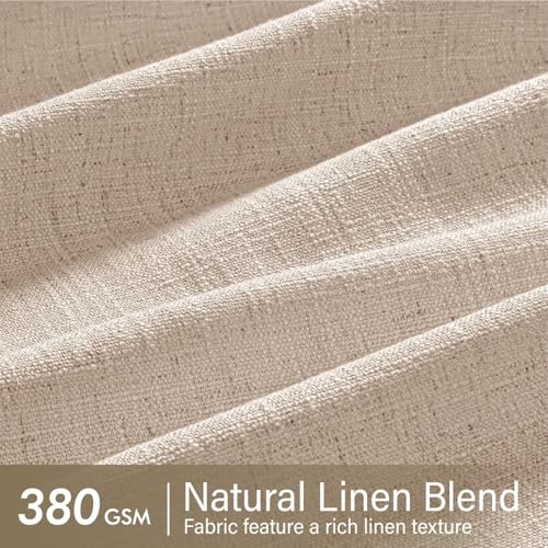 Pinch Pleated Linen Curtains 90 Inches Long Sand Beige with Hooks (Sand Beige / 40"W x 90"L (Pack of 2))